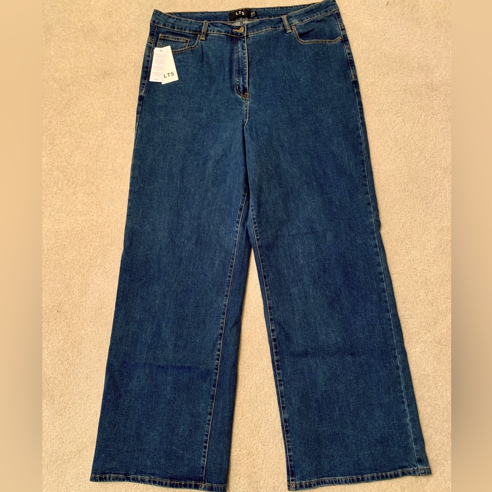 NWT - Long Tall Sally LTS Tall Wide Indigo Blue High Rise Jeans; sz 18
